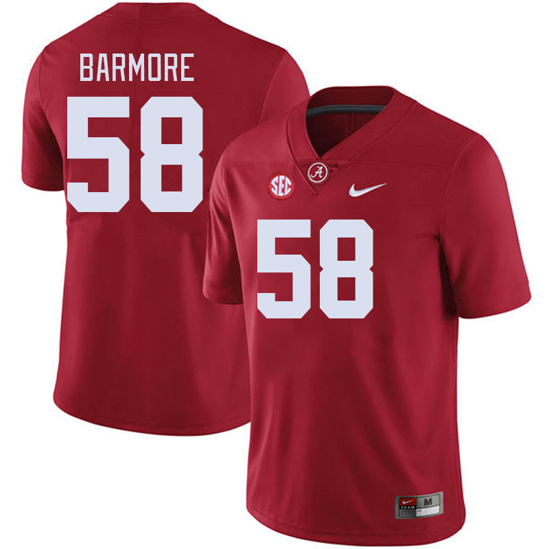 #58 Christian Barmore Alabama Crimson Tide Jerseys Football Stitched-Crimson